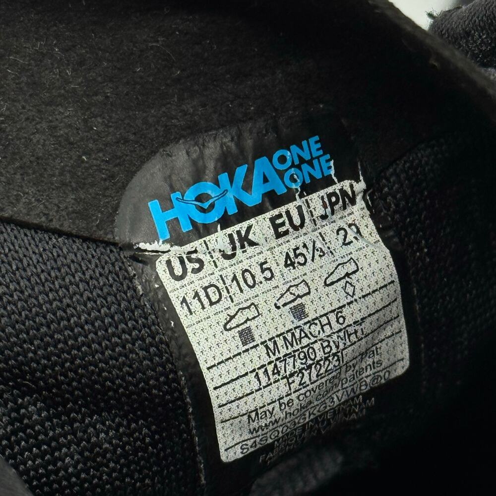 Hoka One One Mach 6 Black White Road Running Sneakers Men’s Size 11 - Picture 7 of 9